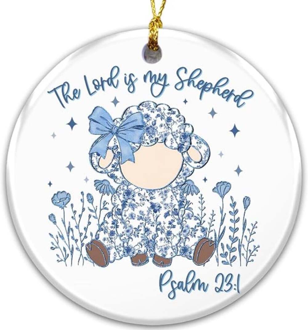 The Lord Is My Shepherd Psalm 23 Lamb Ceramic Ornament